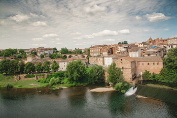 Fototapeta premium View of town Gaillac on the River Tarn