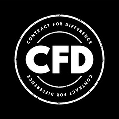 CFD Contract For Difference -  financial contract that pays the differences in the settlement price, acronym text stamp