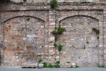 Cut stone walls from Ottoman architecture. Historical Ottoman cut stone walls in Beyazıt Square.