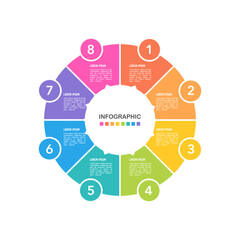 Infographic circles 8 options or steps. Business cycles. Vector illustration.