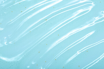 Obraz premium Cosmetic gel close-up with oxygen bubbles. Textured background with microbrushes in cosmetics. Moisturizing skin serum with vitamins and collagen.