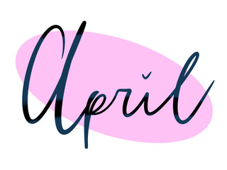 simple design element spring month april on pink background lettering cursive stylish decoration calendar ballet journal media