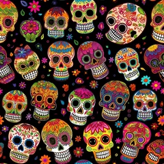 Raamstickers Schedel seamless background with skulls