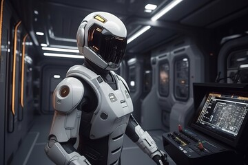 Futuristic robot illustration design by generative ai