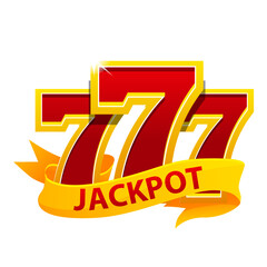 Jackpot symbol. 777 and ribbon, isolated