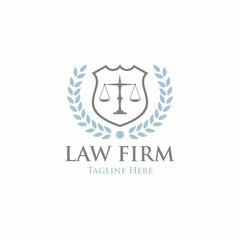 Obraz premium Law firm logo. Corporate lawyer symbol. Attorney business sign. Legal advocate emblem. Vector illustration.