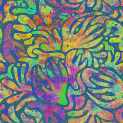 Illustration with a seamless pattern. Abstract ornament for the design of textiles, packaging, wrappers, flyers. For scrapbooking. Seamless background. Grunge.