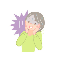 ショックを受けた顔のシニア女性