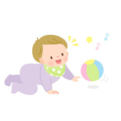 ボールで元気に遊ぶ赤ちゃん