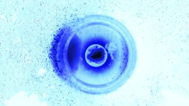 Cell division animation on white background.