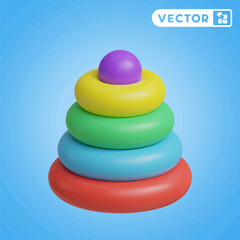 hoop toy 3D vector icon set, on a blue background