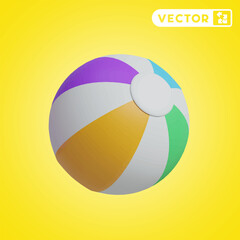 inflatable ball 3D vector icon set, on a yellow background