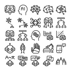 AI学習 AI活用 アイコン セット