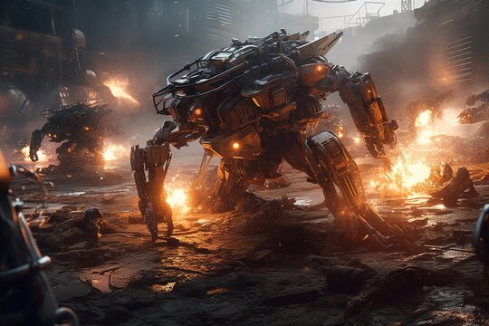 Futuristic robot illustration design by generative ai