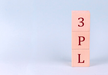 3PL - 3rd Party Logistics on wooden cubes on a blue background