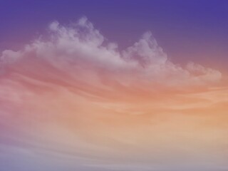 Pastel sky with white clouds.  Illustration created on a tablet, used as a background.