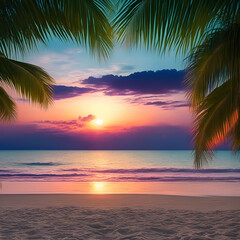 sunset on the beach - Beach landscape - Calm beach background for design - landscape for design - Generative AI