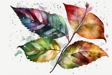 colorful leaves on a white background. Generative AI