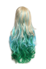 Naklejka premium Blonde and Green Wig on Mannequin head with white background