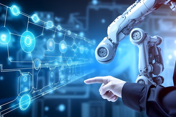 Artificial Intelligence with AI Technology for Automation factory. Generative AI