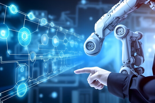 Artificial Intelligence with AI Technology for Automation factory. Generative AI