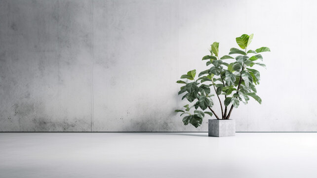 Minimalist style decorated room background plant in the interior 