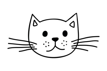 Hand drawn cat muzzle clipart. Cute pet face doodle