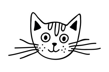 Hand drawn cat muzzle clipart. Cute pet face doodle