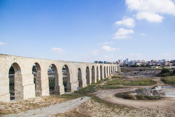 Beautiful view of the aqueduct in Larnaca, Cyprus