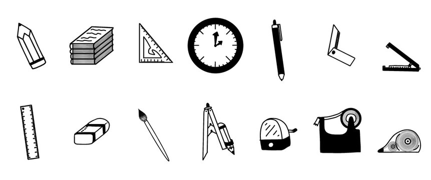 set of school supplies