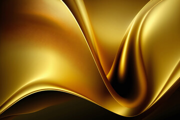 Abstract Background Golden Waves for banner design. Luxury design style. Wallpaper for monitor or phone screen. Modern abstract template. A golden silk fabric texture with a soft wave.