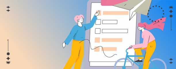 Invite friends to conduct questionnaire survey flat vector concept operation hand drawn illustration
