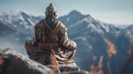 Obraz premium Zen monk sitting and praying