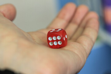 dice in hand