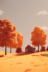 autumn landscape with tree