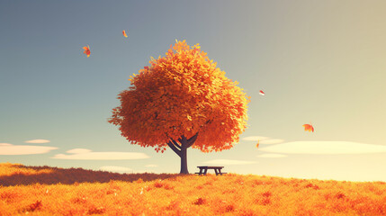 Naklejka na ściany i meble autumn tree silhouette