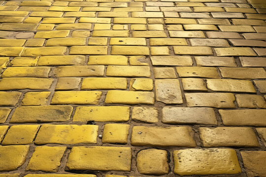 Yellow brick vintage road by AI