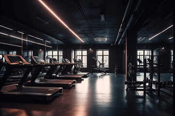 Interior of a modern empty gym. created using Generative Ai