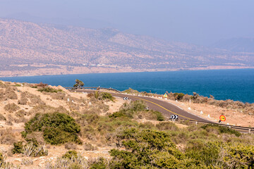A road along the coast of the Atlantic Ocean in Morocco