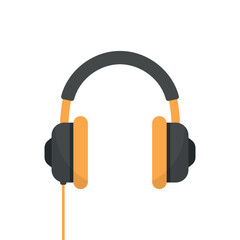 Headphone icon in flat style. Earphone vector illustration on isolated background. Listen music sign business concept.