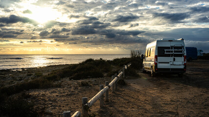 holiday with camper van in the beach