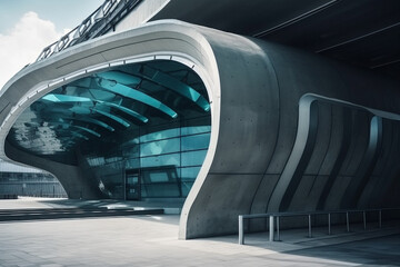 Generative ai futuristic building exterior metro station or terminal