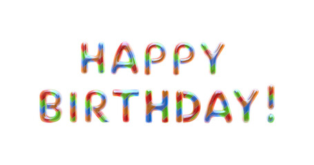 Happy Birthday inscription from candies isolated on transparent background
