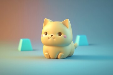 Isometric Cat Tiny cute little Kitten emoji