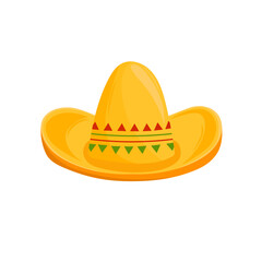 Mexican hat template. Traditional sombrero for sun protection with colorful designs and latin american fiestas with holiday vector party