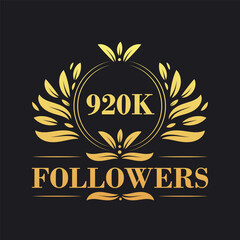 Obraz premium 920K Followers celebration design. Luxurious 920K Followers logo for social media followers