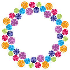 candy frame with painted candies and lollipops