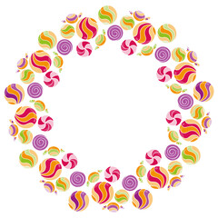 candy frame with painted candies and lollipops