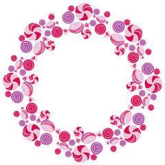 candy frame with painted candies and lollipops