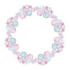 candy frame with painted candies and lollipops